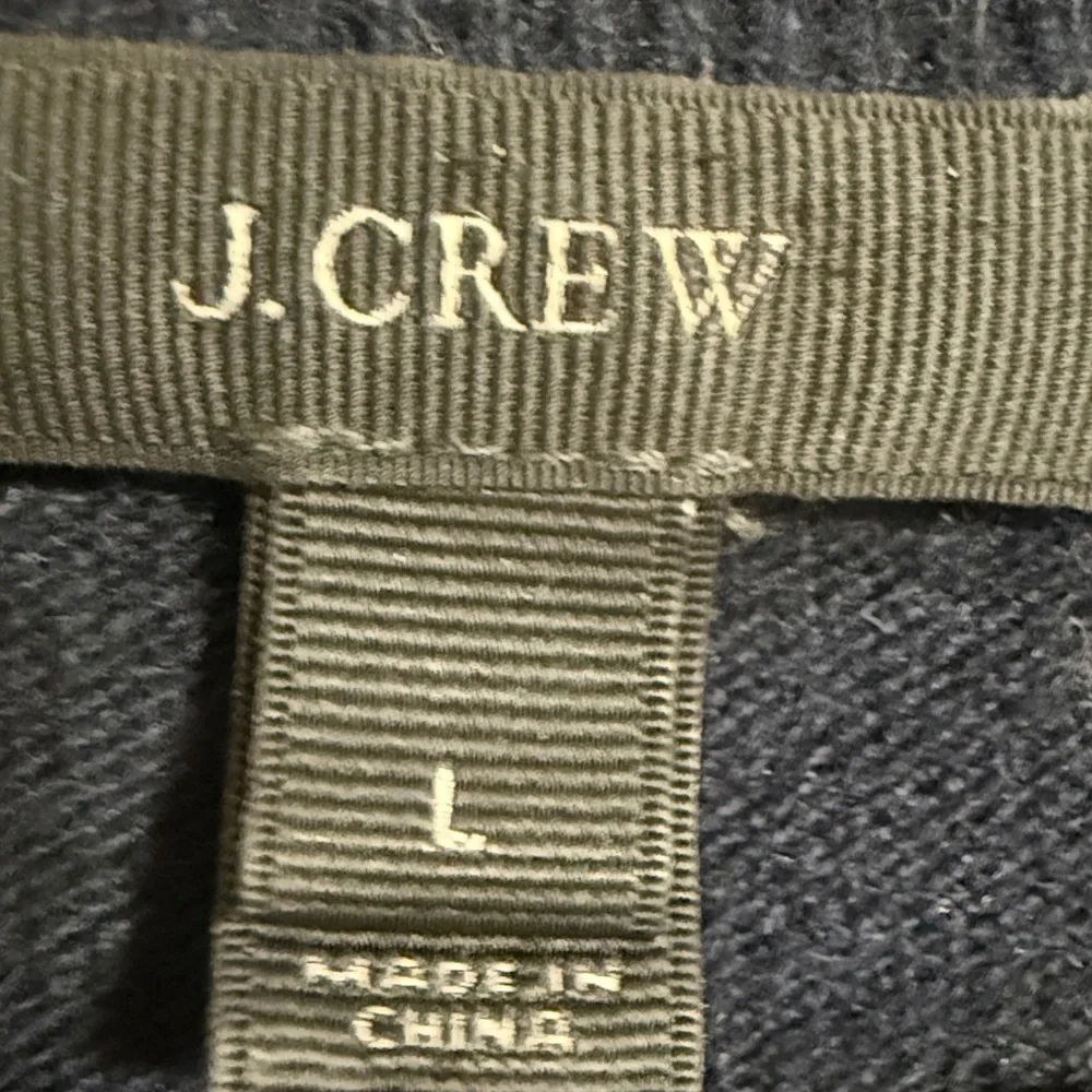J.Crew Wool‎ Blend Navy Olive Cream Striped Preppy Sweater Elbow Patch Women’s L